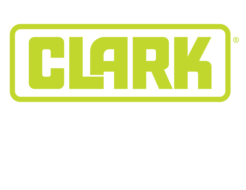 clark logo fehér the forklift felirattal